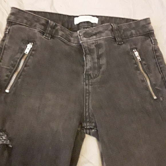 Washed black moto  style skinny jeans - Picture 2 of 4